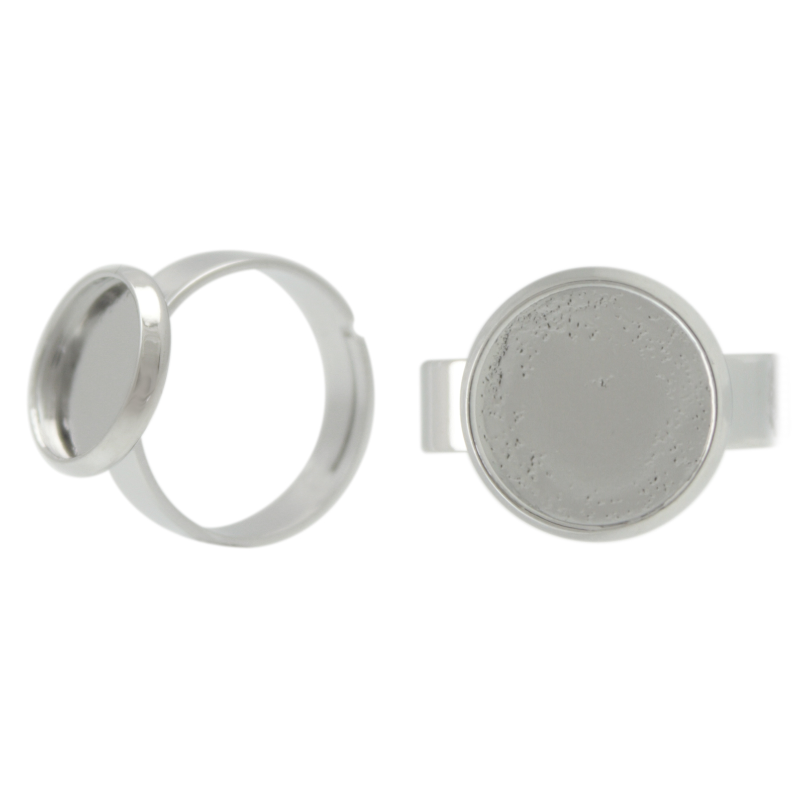 adjustable silver plated base ring with setting 12mm | 1pc
