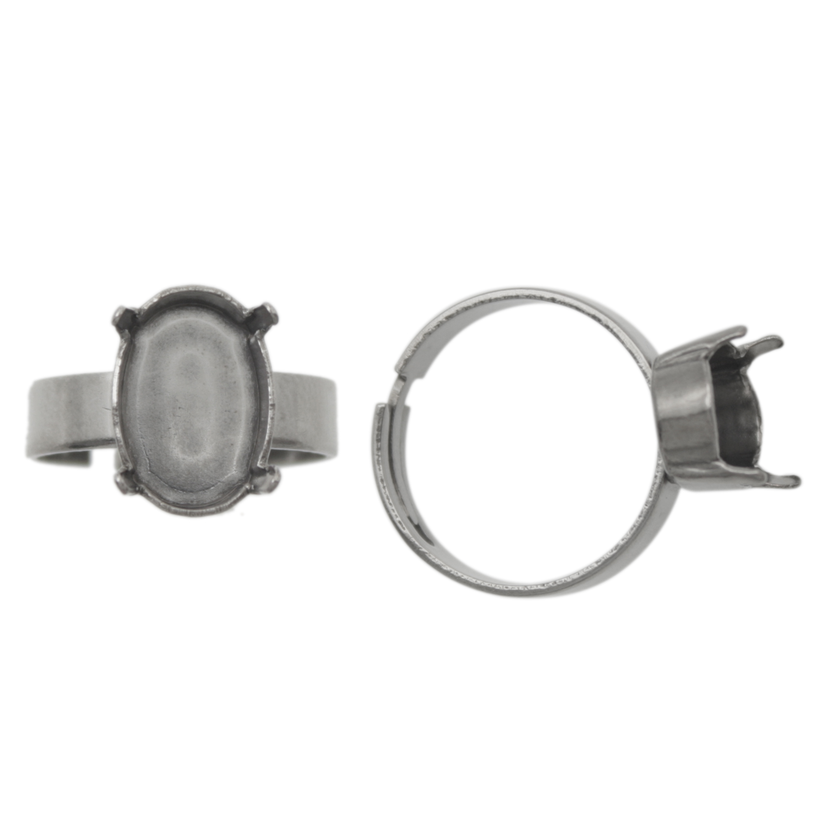 adjustable silver plated ring setting for 4120 14x10mm | 1pc