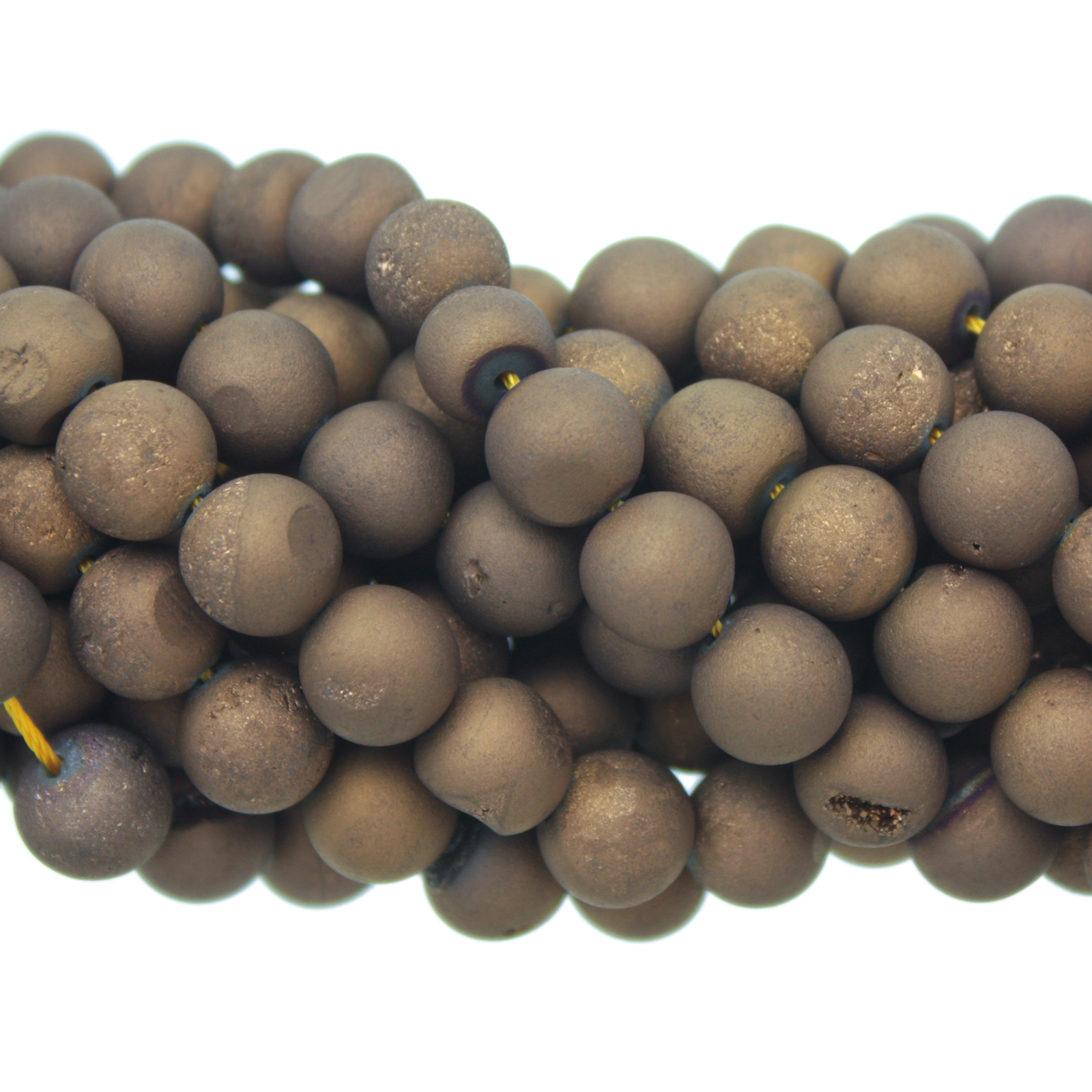 drusenachat plated bronze glatt runde 10mm | strang 38/40cm