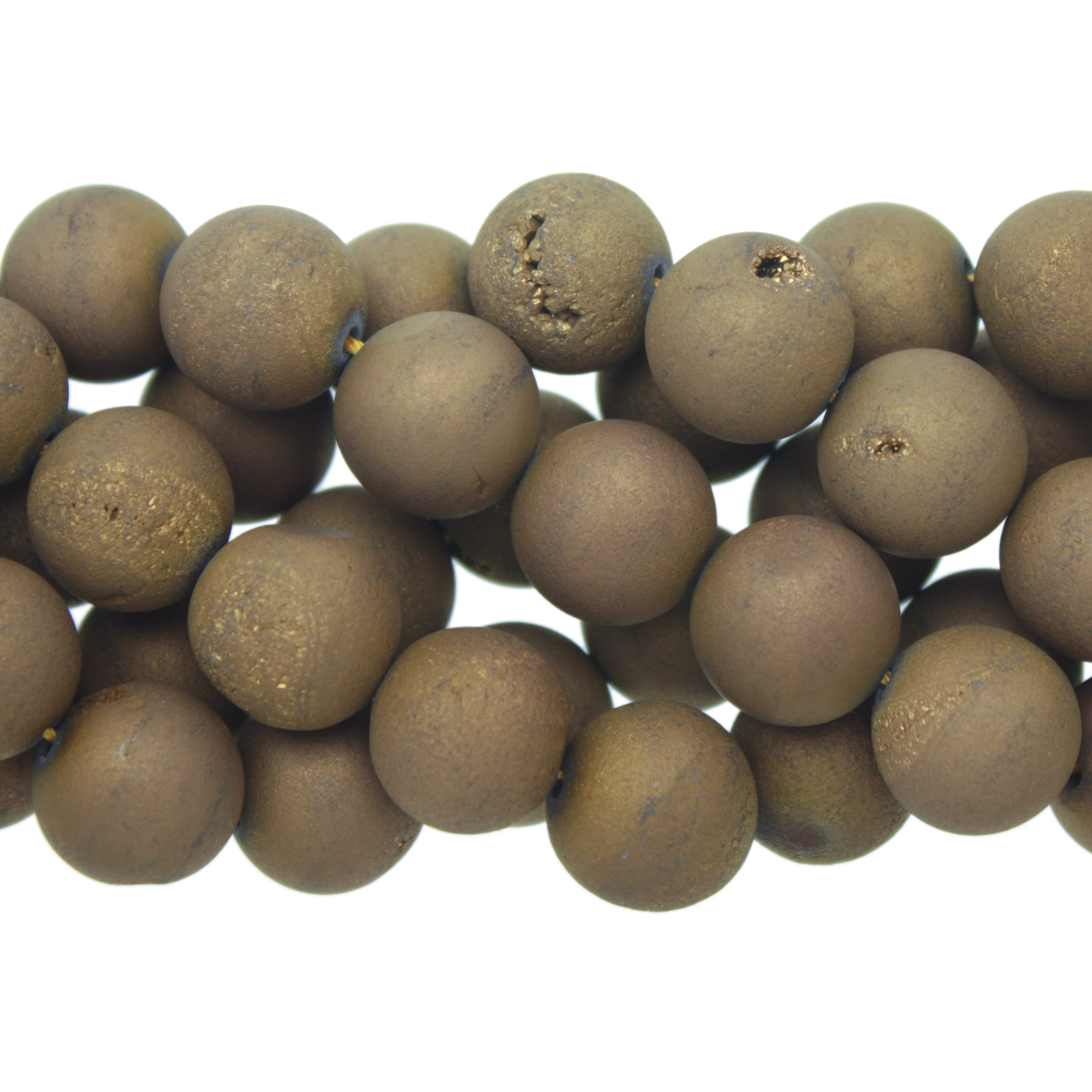 drusenachat plated brass glatt runde 14mm | strang 38/40cm