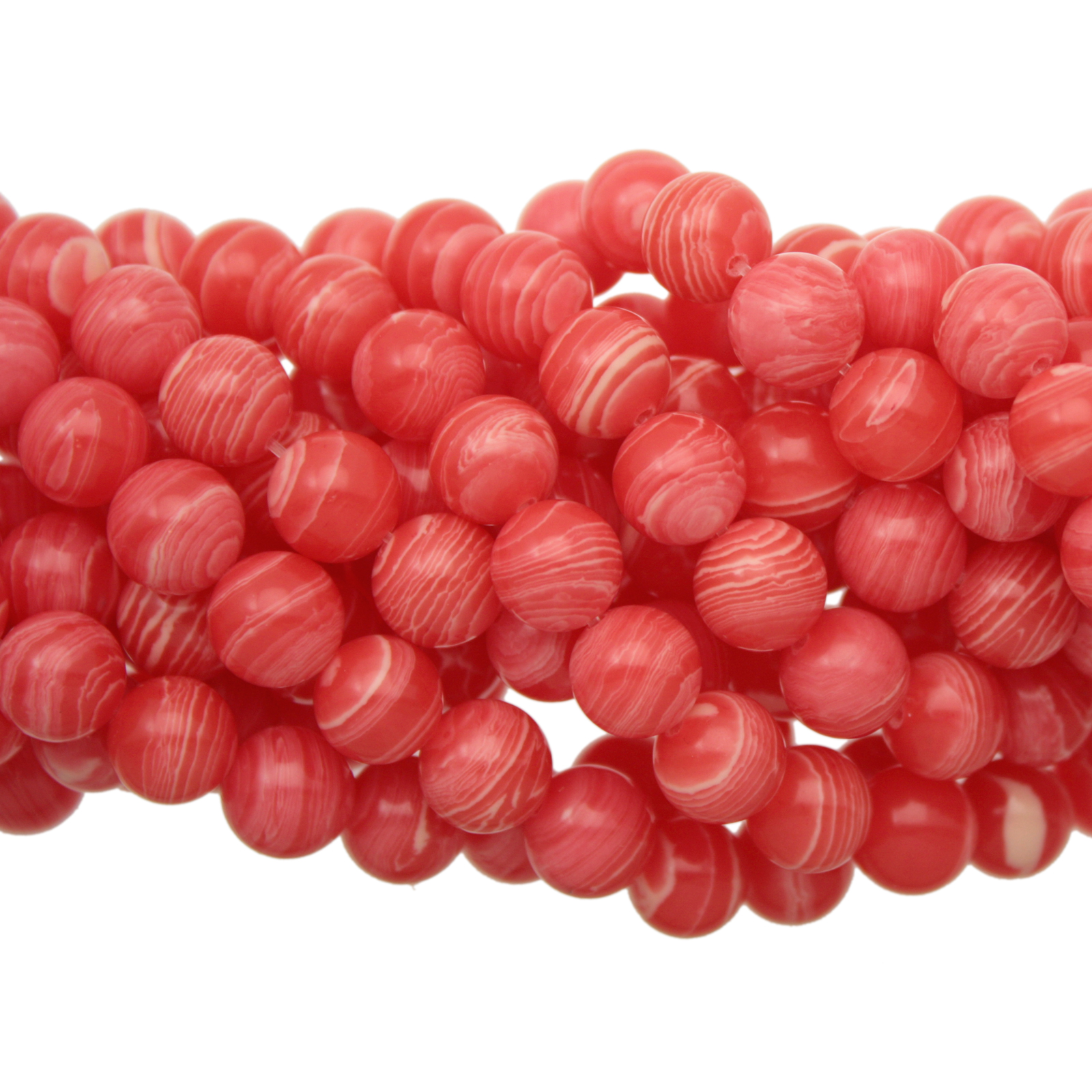 rhodochrosite synthetic smooth round 10mm | 16-inch strand