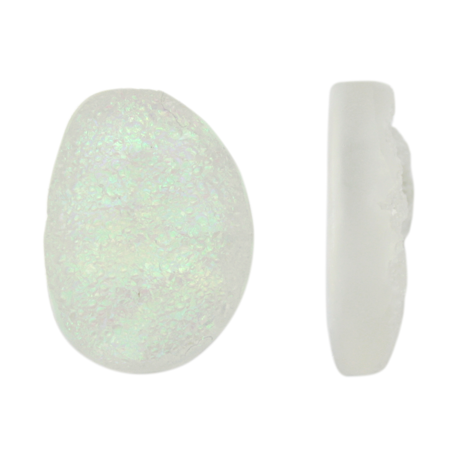white druzy rough cabochon free form 27x20mm | 2pc