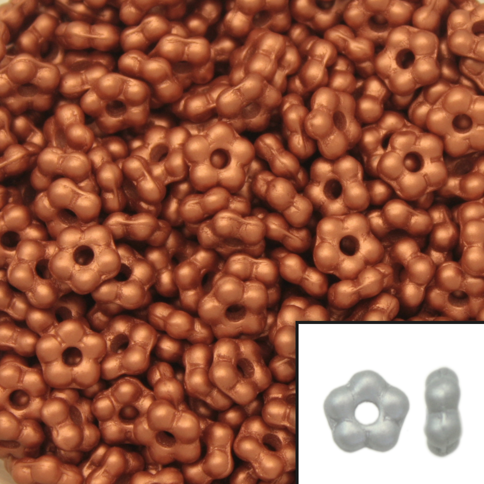 blumen glasperlen forget-me-not metallic bronze 5mm | 50st