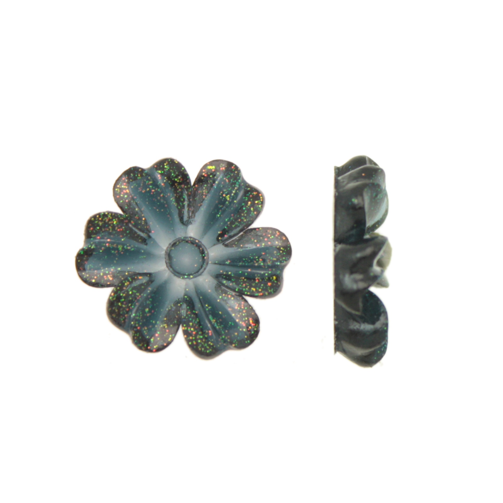 black glitter resin flower 20mm | 8pc