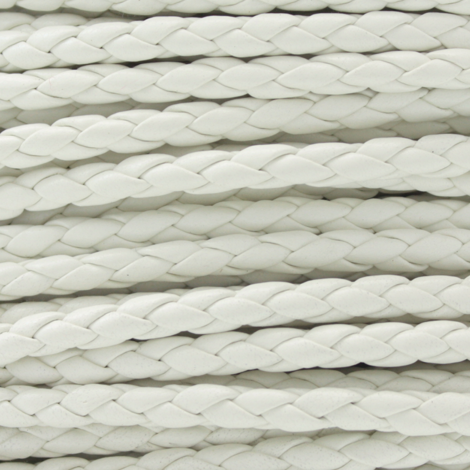 white braided synthetic leather cord - diameter 4mm | 1mt