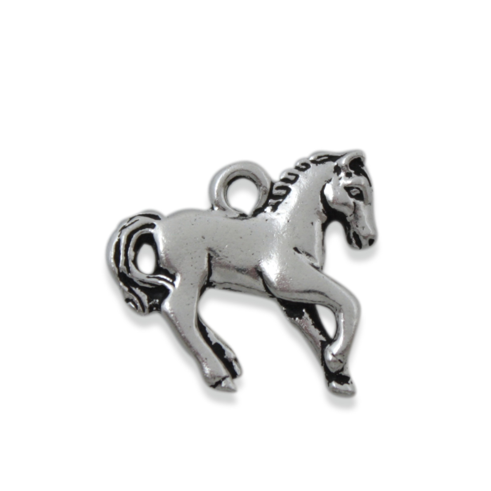antique silver plated horse charm 20x18mm | 1pc