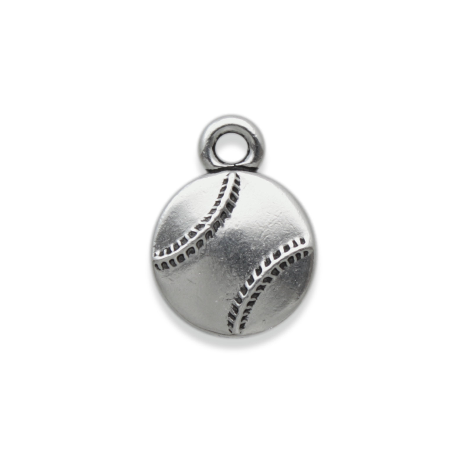 antique silver plated baseball charm 12mm | 1pc