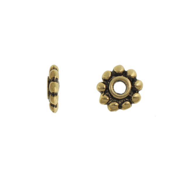 antique gold plated heishi spacer bead 6mm | 8pc