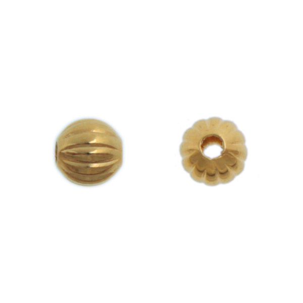 gold plated corrugated spacer bead 6mm | 18pc