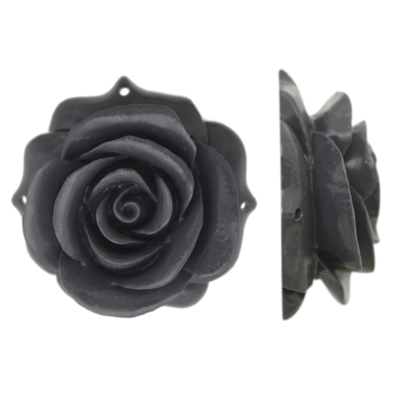 resin stone pendant - grey flat back flower three hole 50mm | 1pc