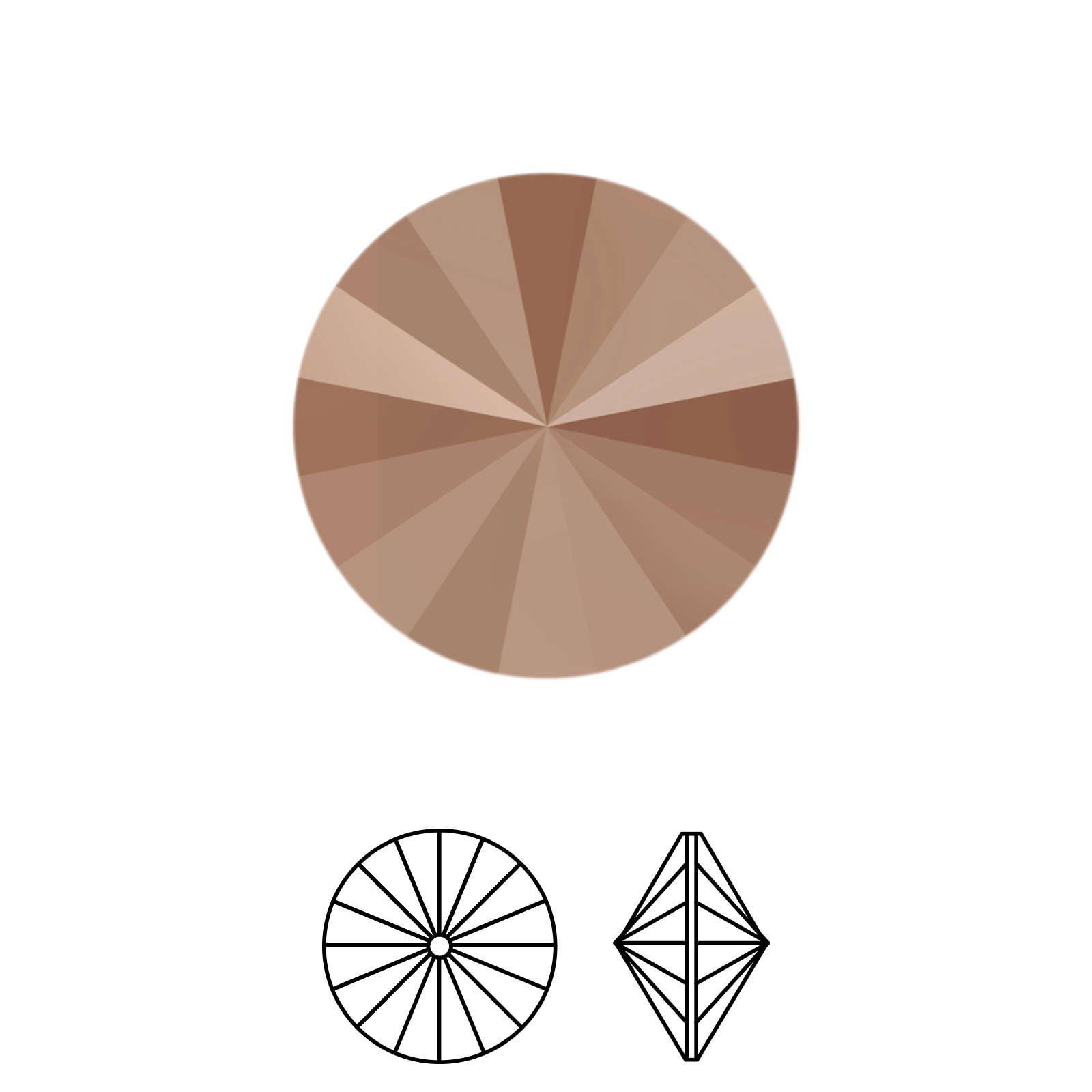 rivoli (1122) crystal rose gold 12mm | 2st