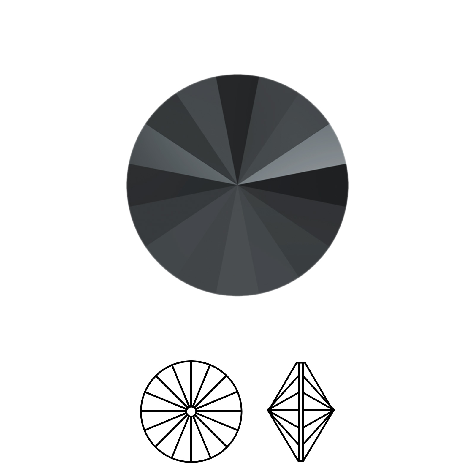 rivoli (1122) jet hematite 12mm | 2st