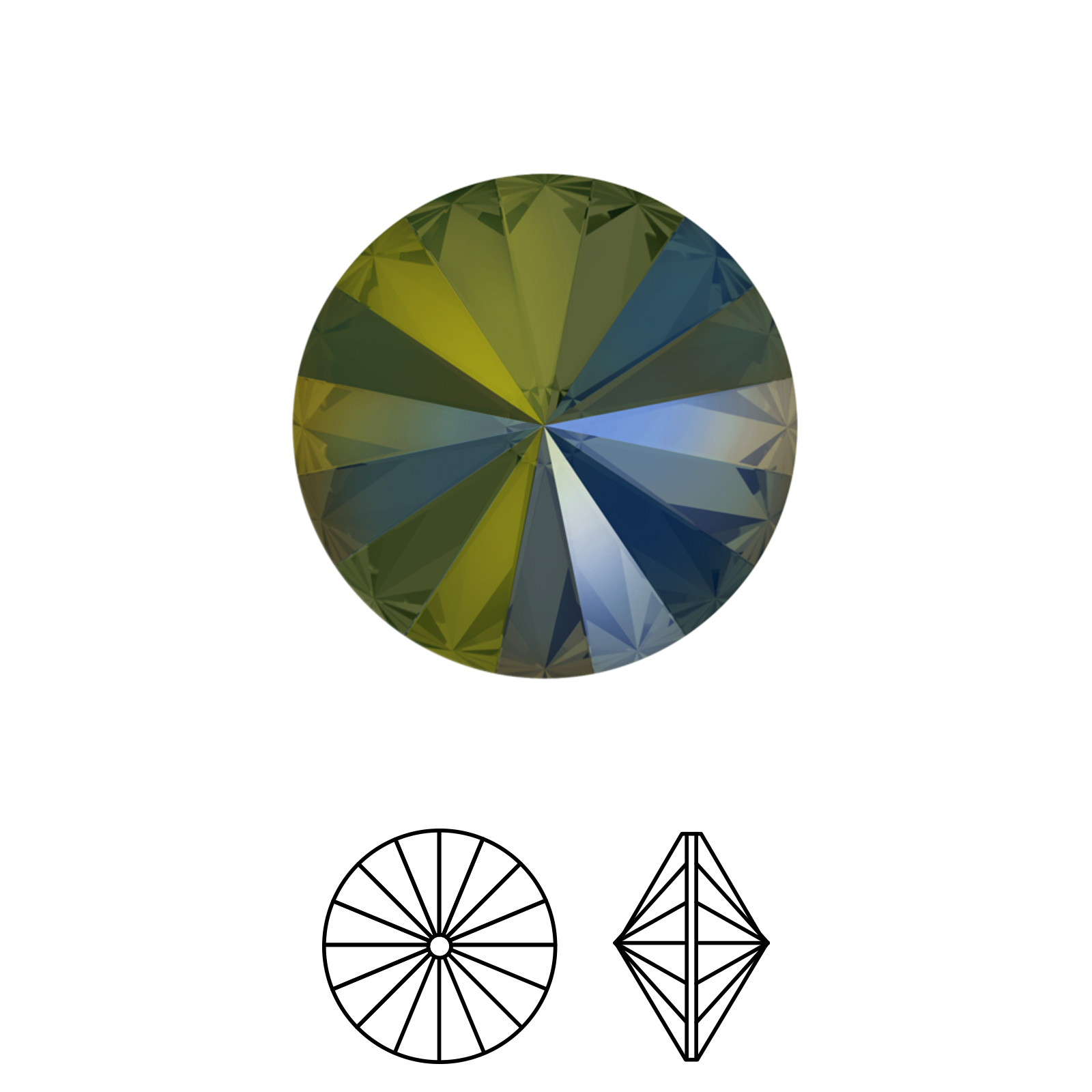 rivoli (1122) crystal iridiscent green 12mm | 2pc