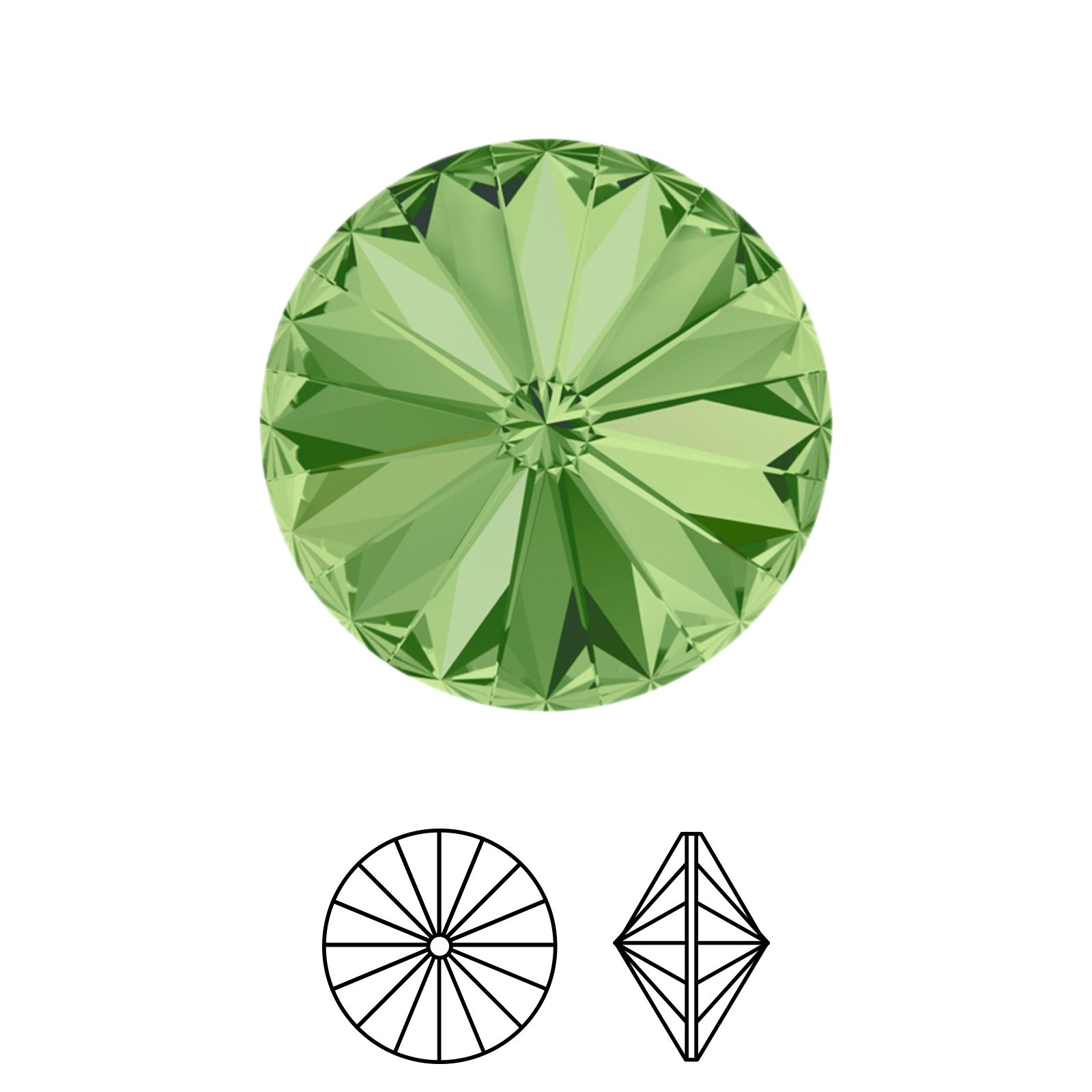 rivoli (1122) peridot 14mm | 2pc