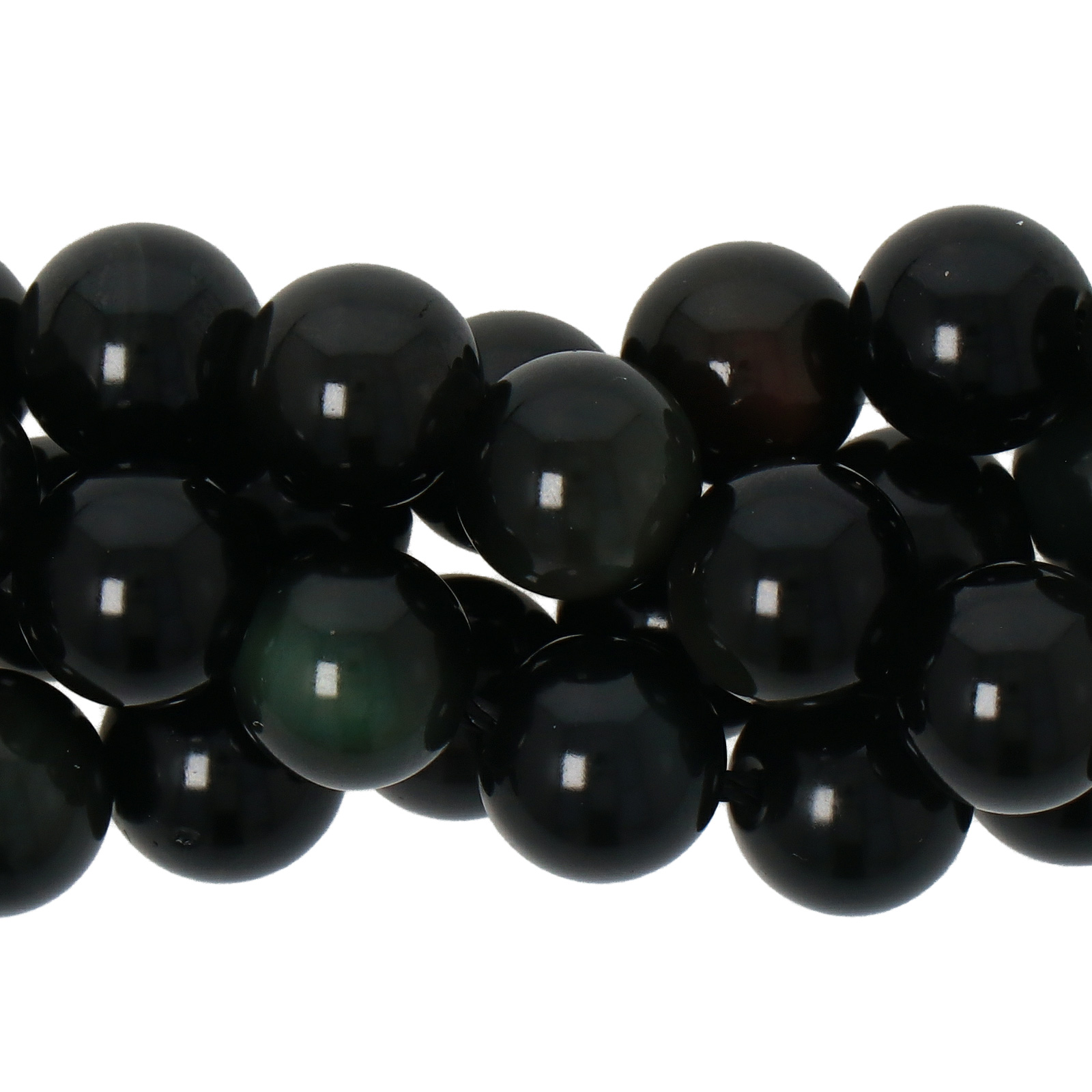 black rainbow obsidian smooth round 8mm | 16-inch strand
