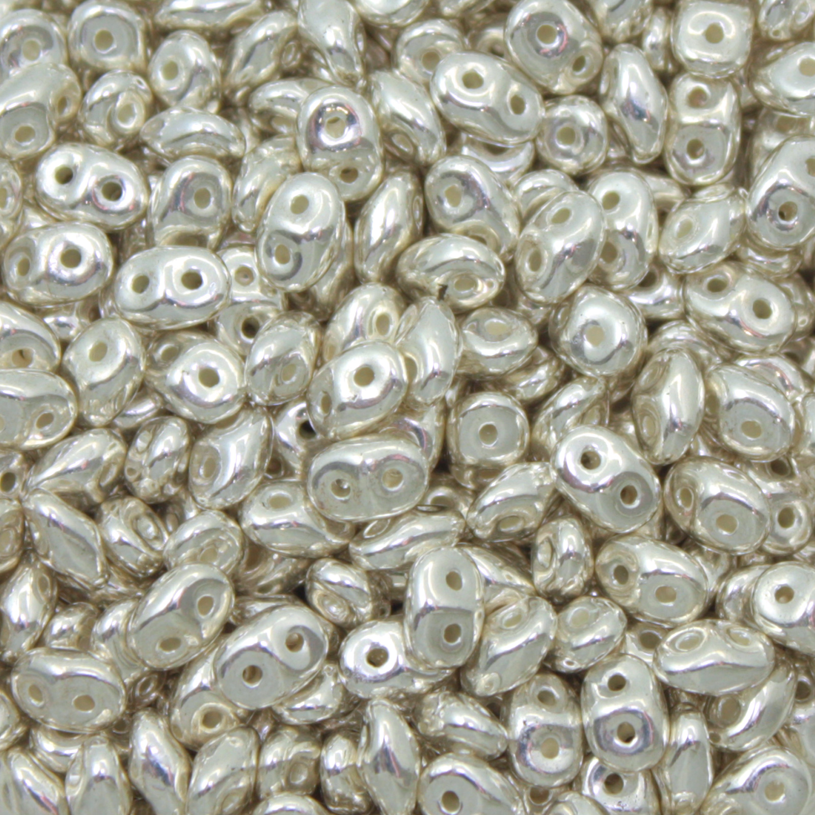 superduo seed beads 5x2,5mm - silver plated | 10gr