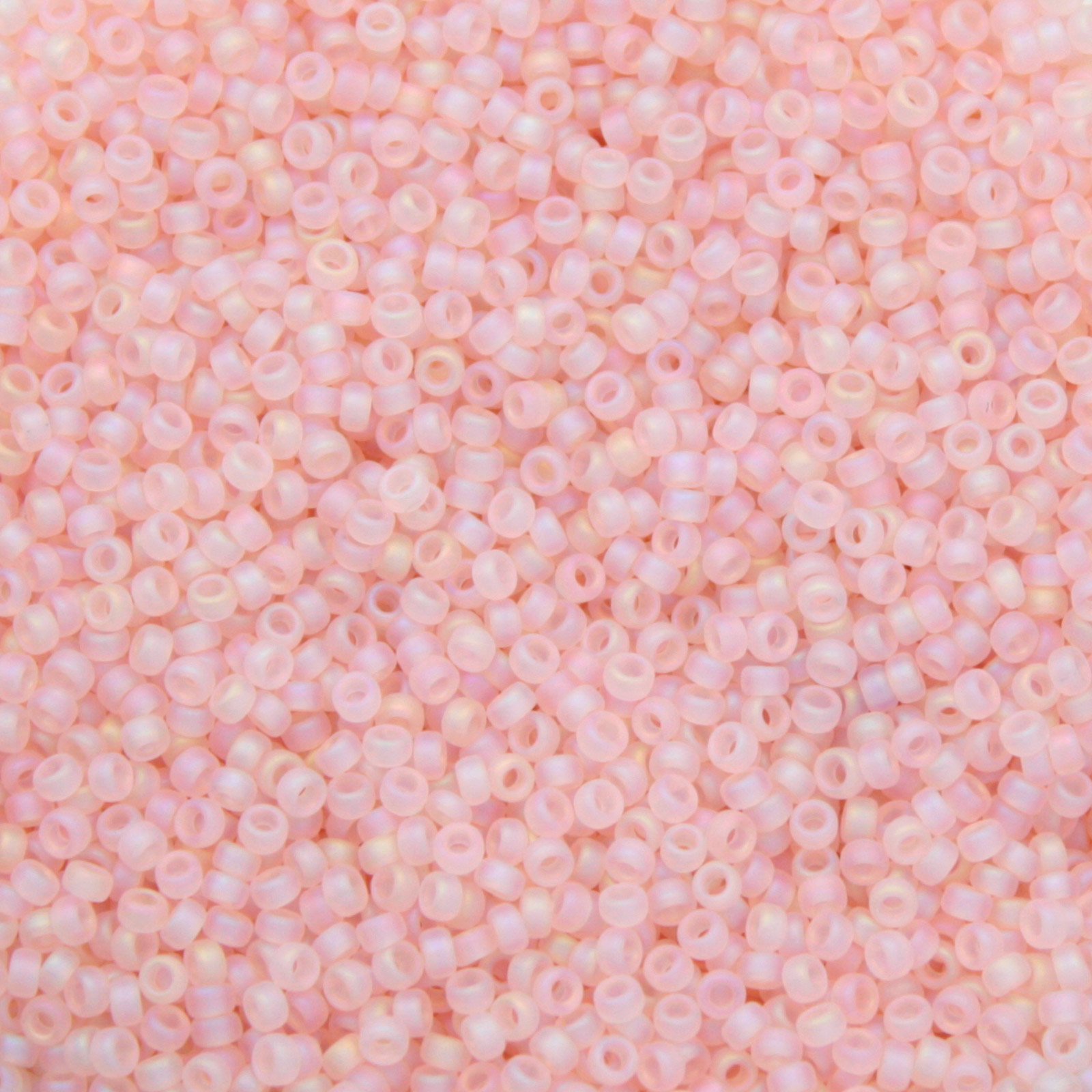 miyuki rocailles 15/0 - matte transparent pale pink ab (155fr) | 10gr