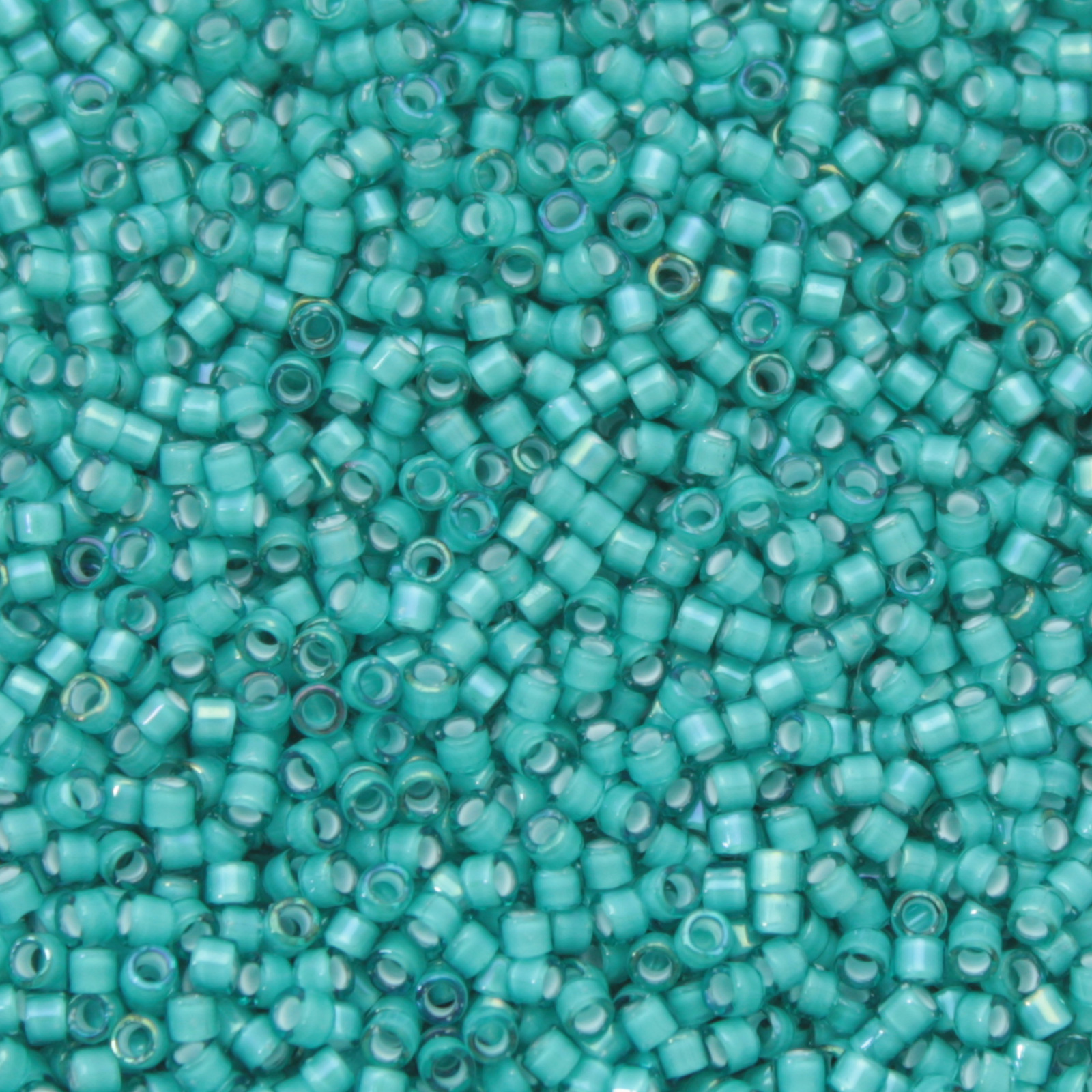 miyuki delica 11/0 - color-lined white/teal ab | 8gr