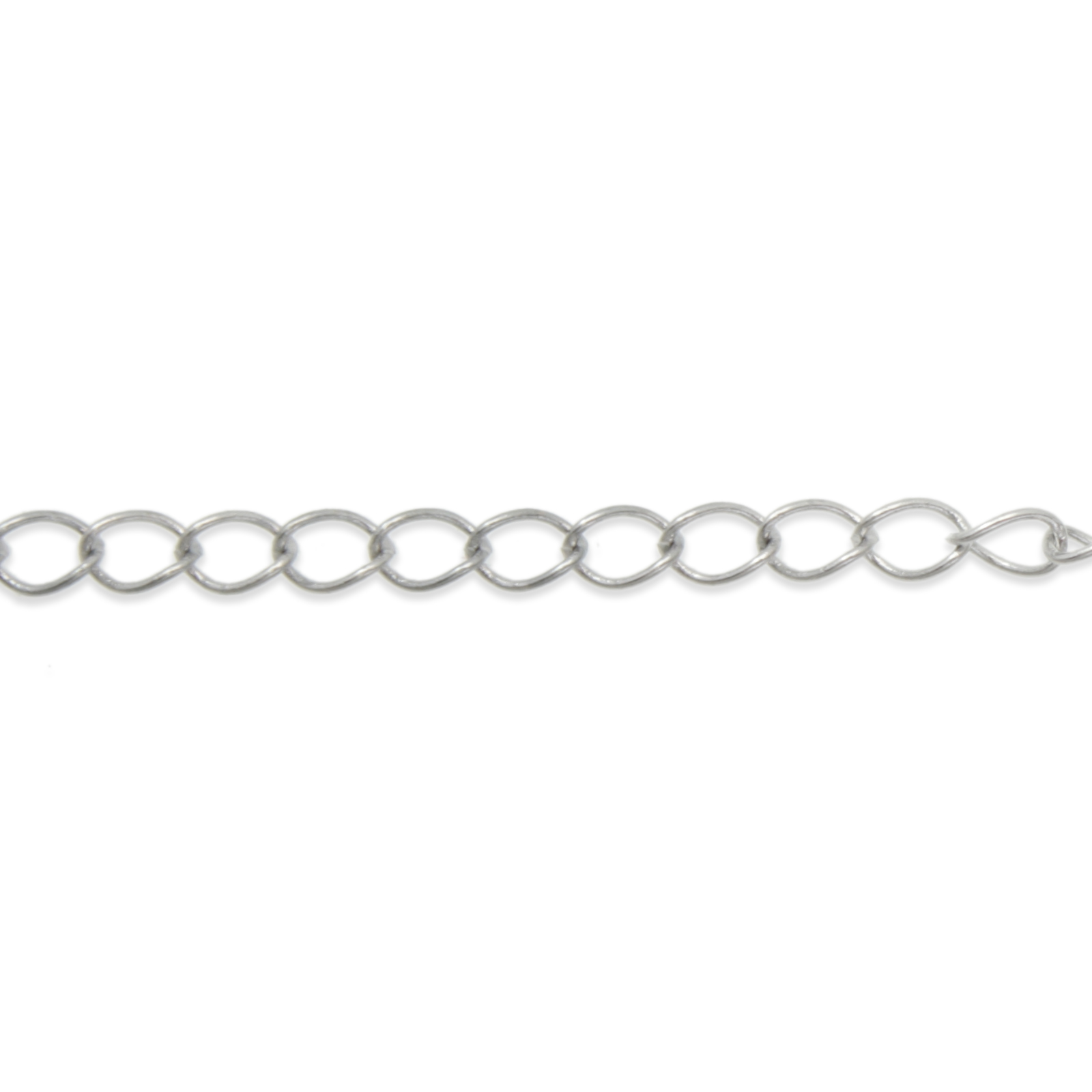 rhodium silver plated groumette chain oval 5x4mm | 1mt