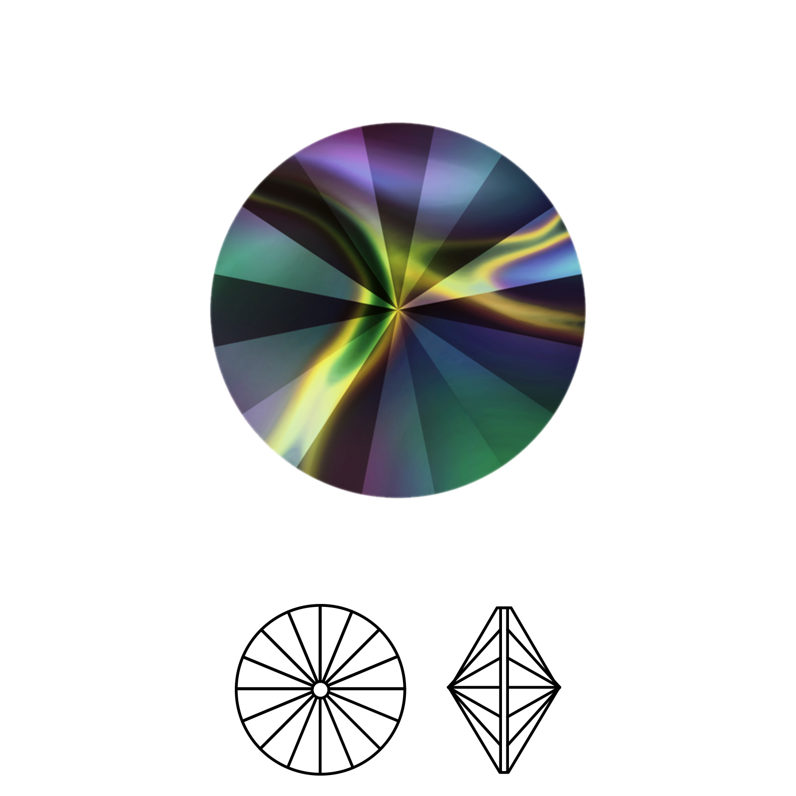 rivoli (1122) crystal rainbow dark 12mm | 2pc