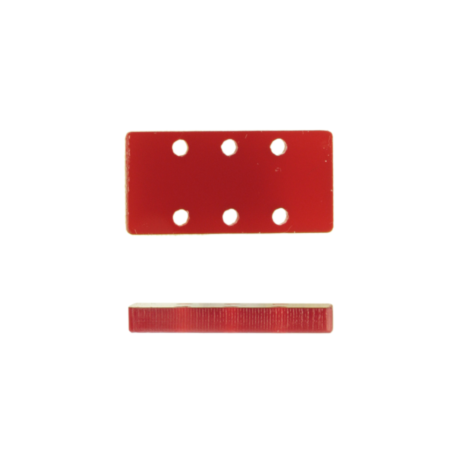 plexiglass red rectangle with 6 hole - 25x13mm | 2pc