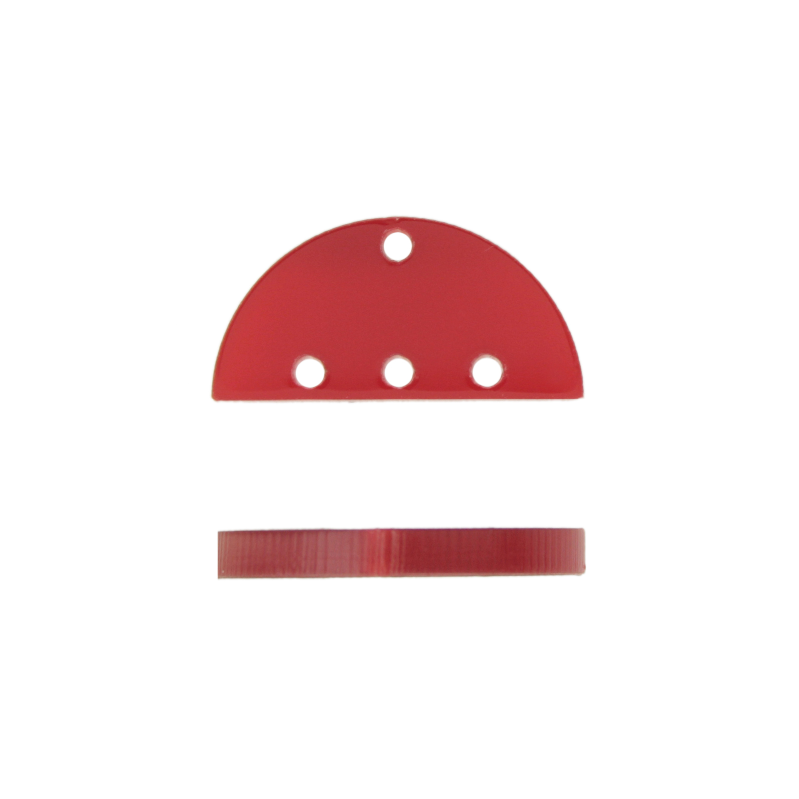 plexiglass red half-round with 4 hole - 25x13mm | 2pc