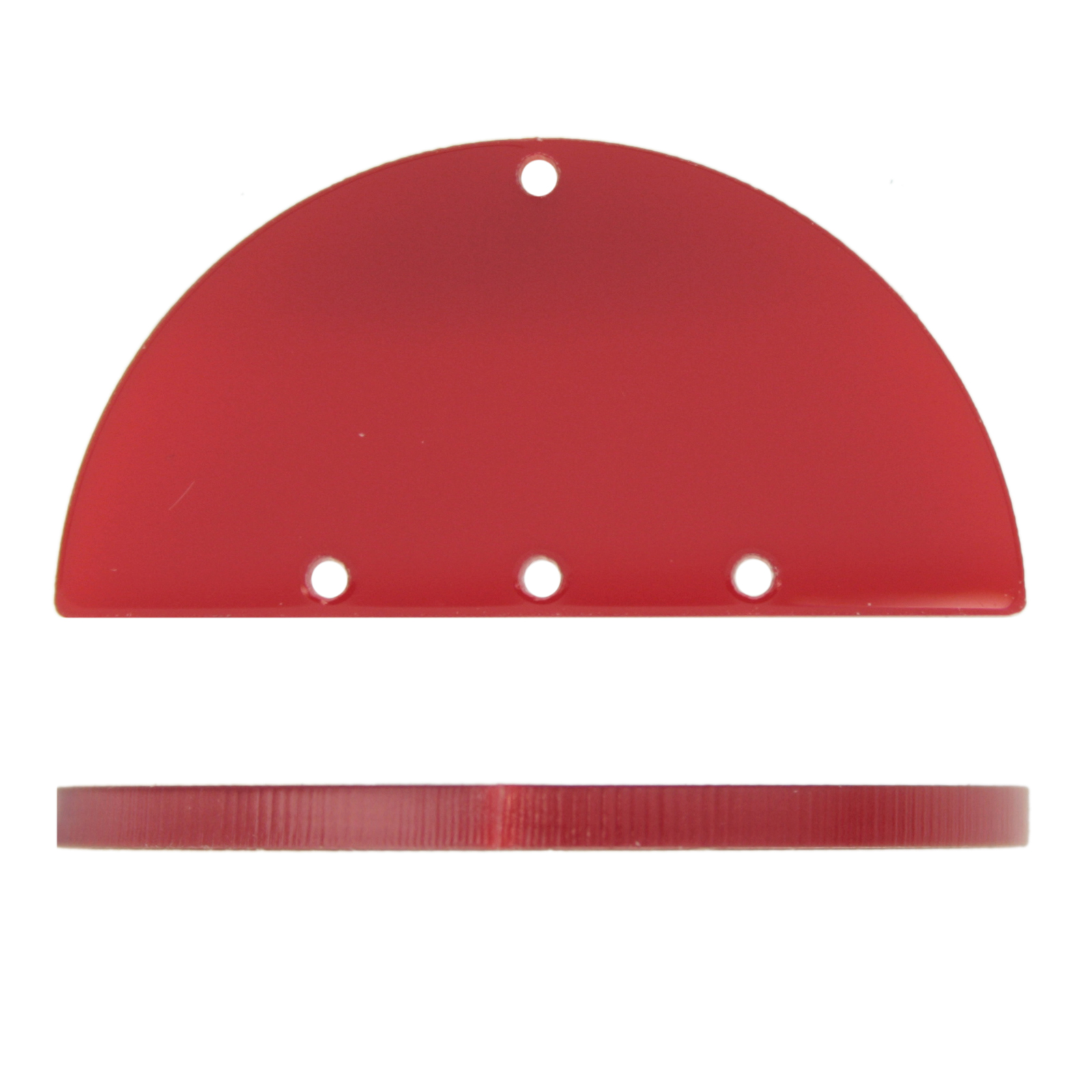 plexiglass red half-round with 4 hole - 50x25mm | 1pc