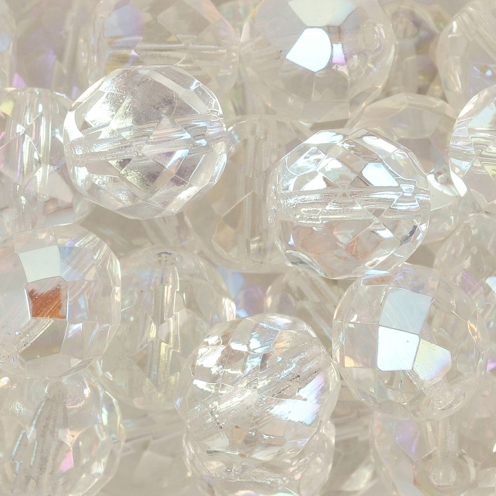 czech fire-polished round beads crystal ab 10mm | 10pc