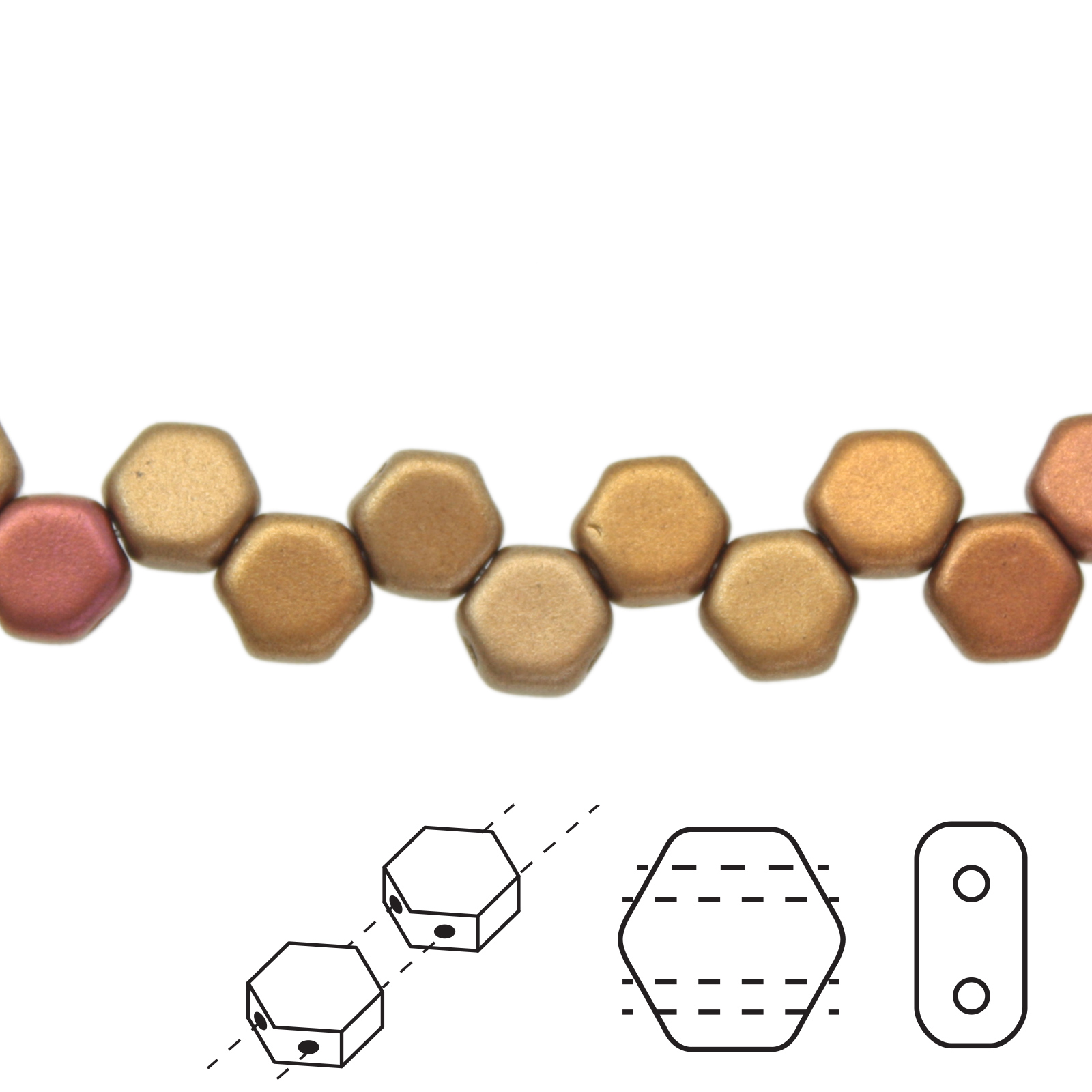 honeycomb glasperlen crystal gold rainbow 6mm | 30st