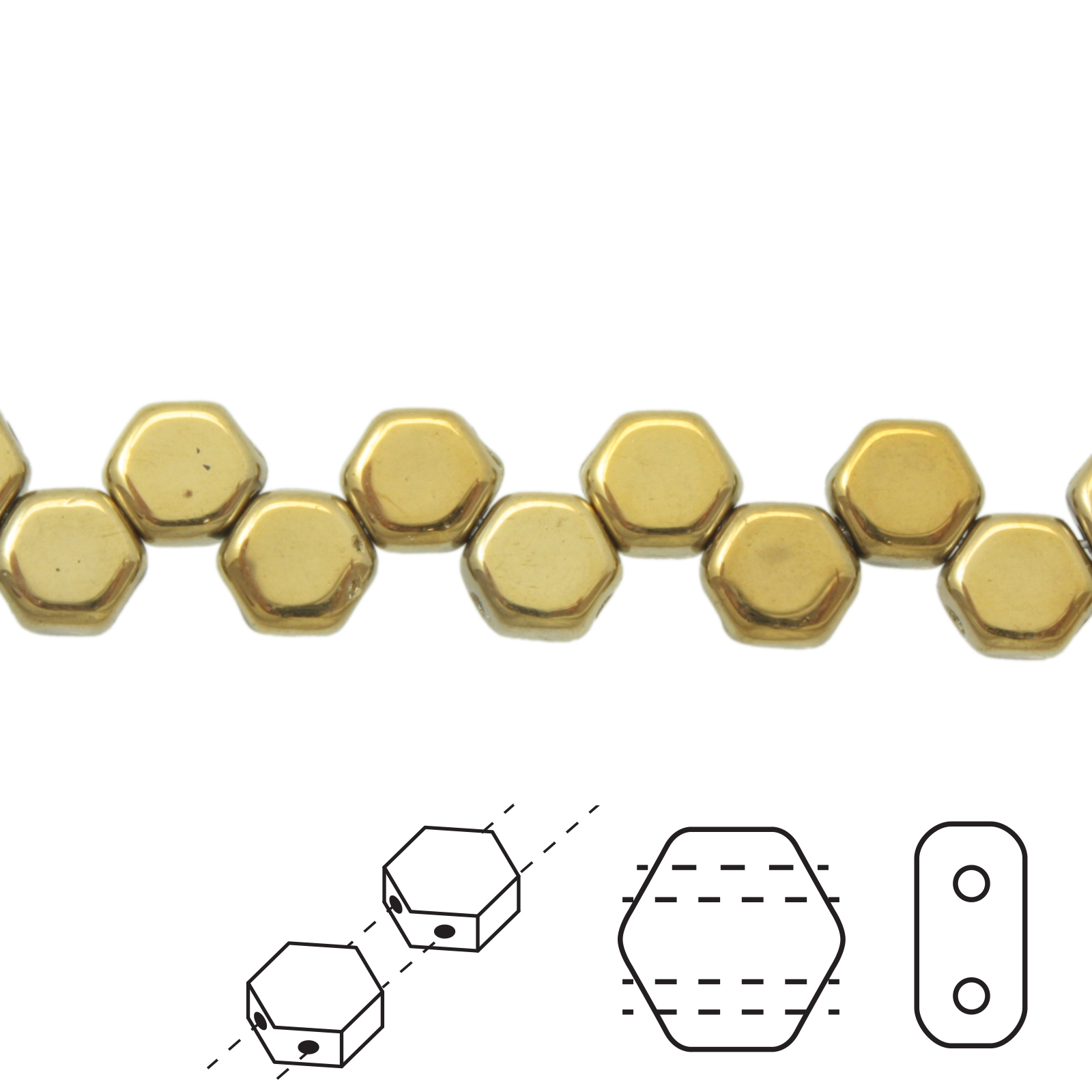 czech glass honeycomb beads - crystal full amber - 6mm | 30pc