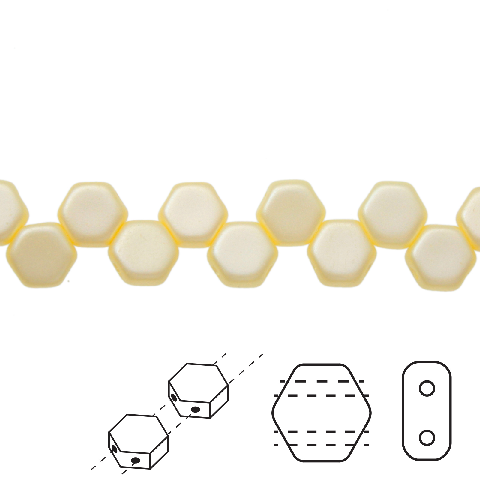 czech glass honeycomb beads - pastel cream - 6mm | 30pc
