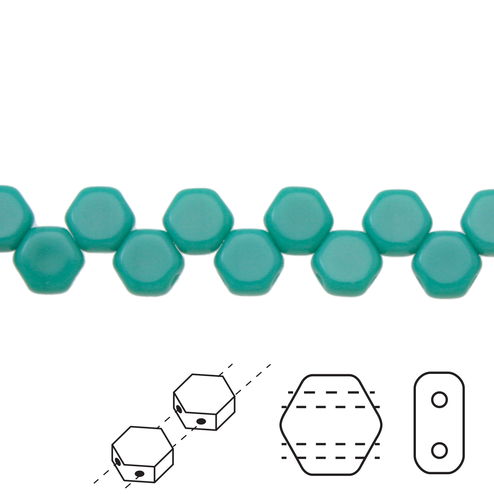 czech glass honeycomb beads - opaque turquoise - 6mm | 30pc