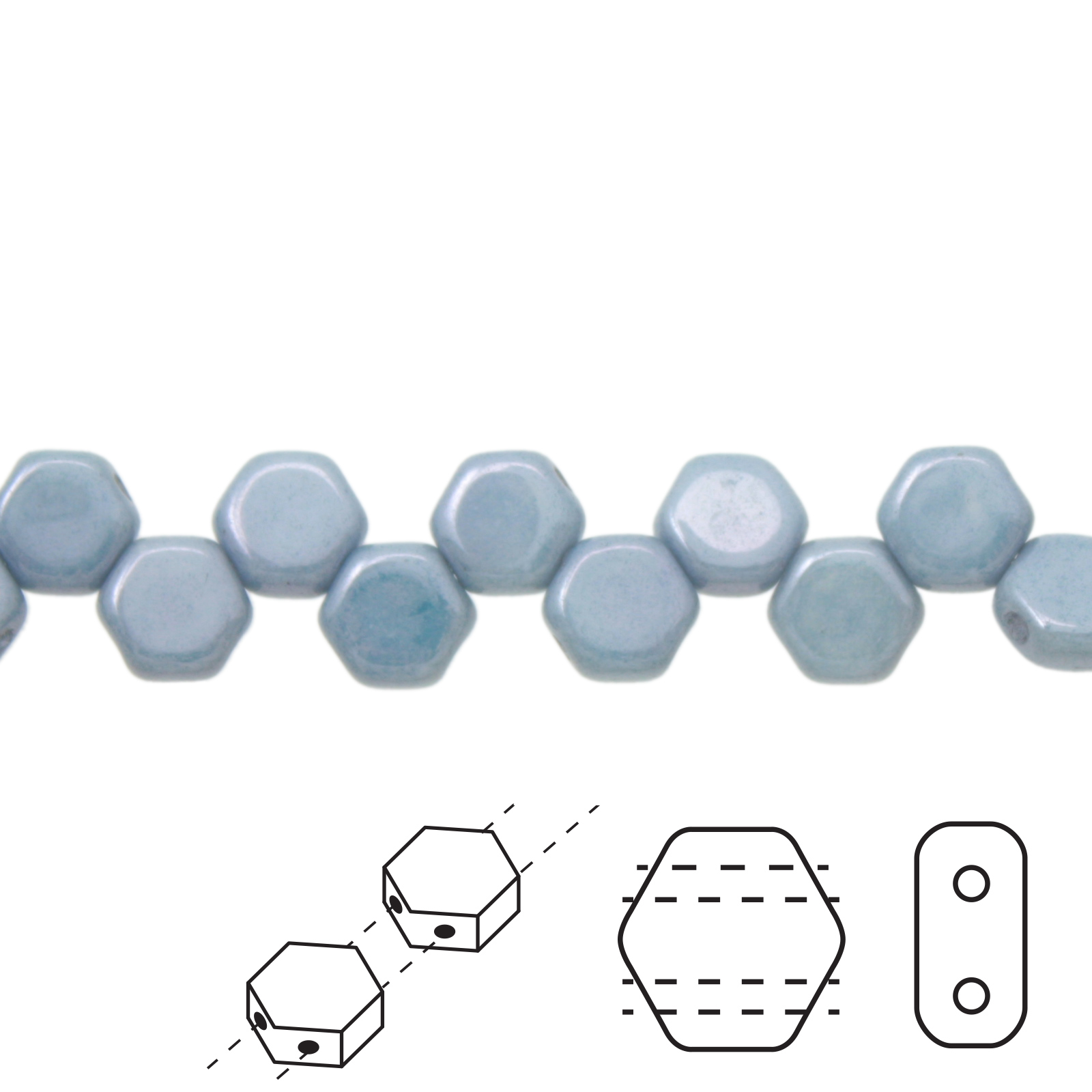 czech glass honeycomb beads - luster metallic blue - 6mm | 30pc