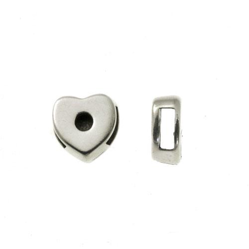 antique silver plated bead heart 21x10mm | 2pc