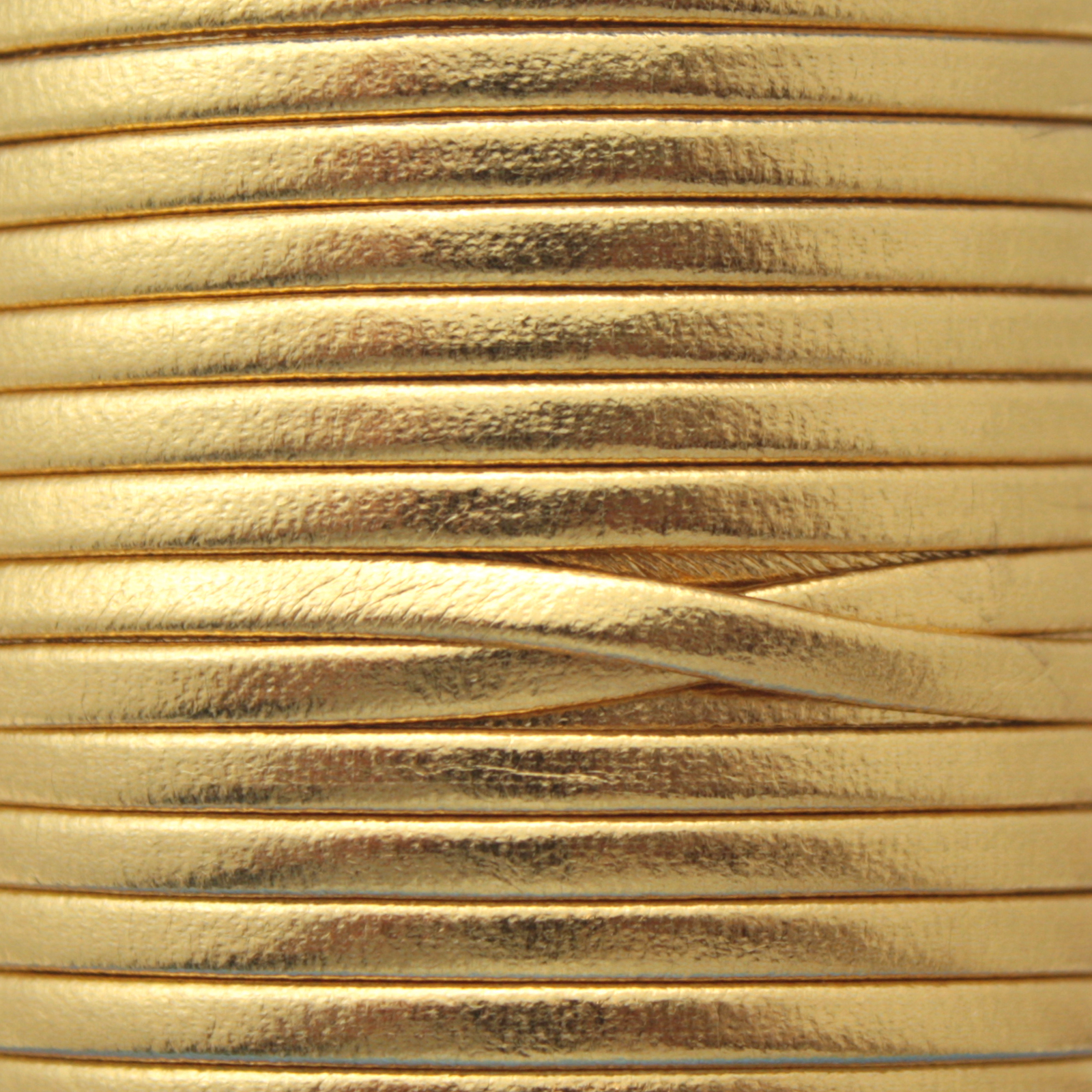 gold flat leather cord 3mm | 50cm