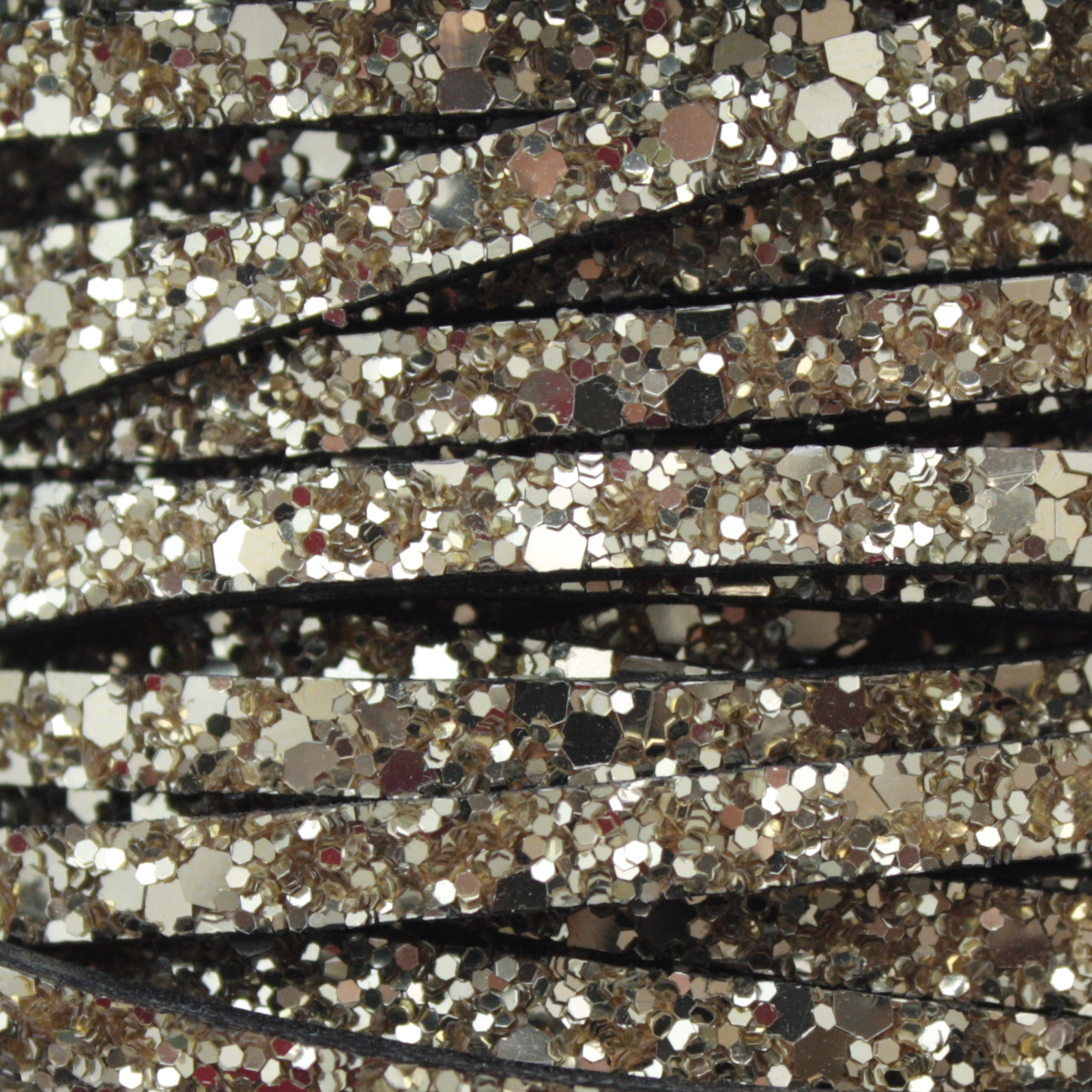 gold glitter effect flat leather cord 5mm | 20cm