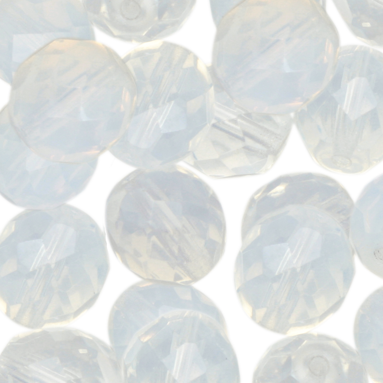 böhmische glasschliffperlen milky white 10mm | 10st