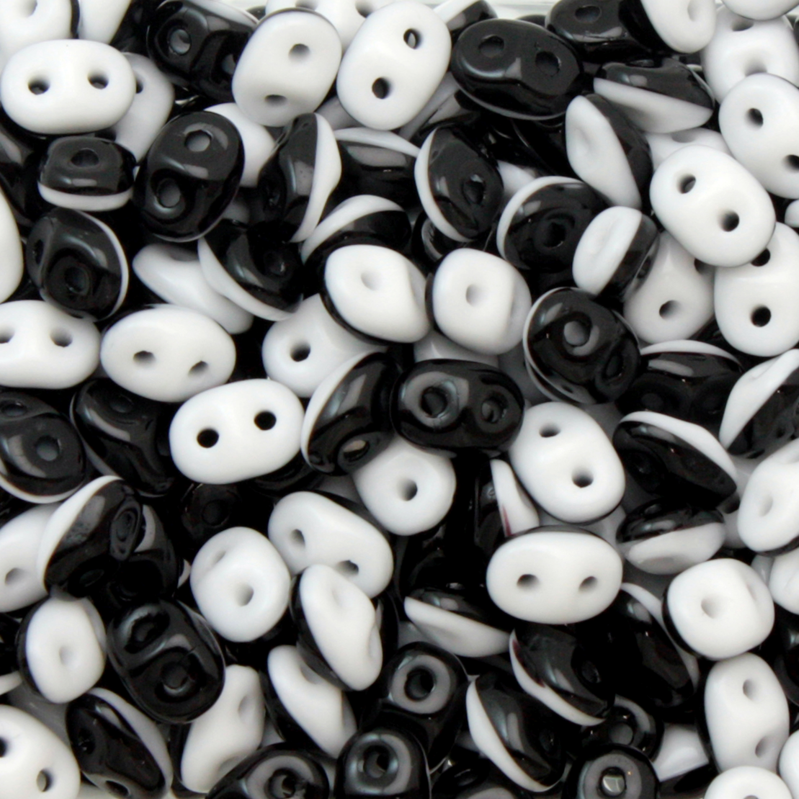 superduo duet seed beads 5x2,5mm - black/opaque white | 10gr