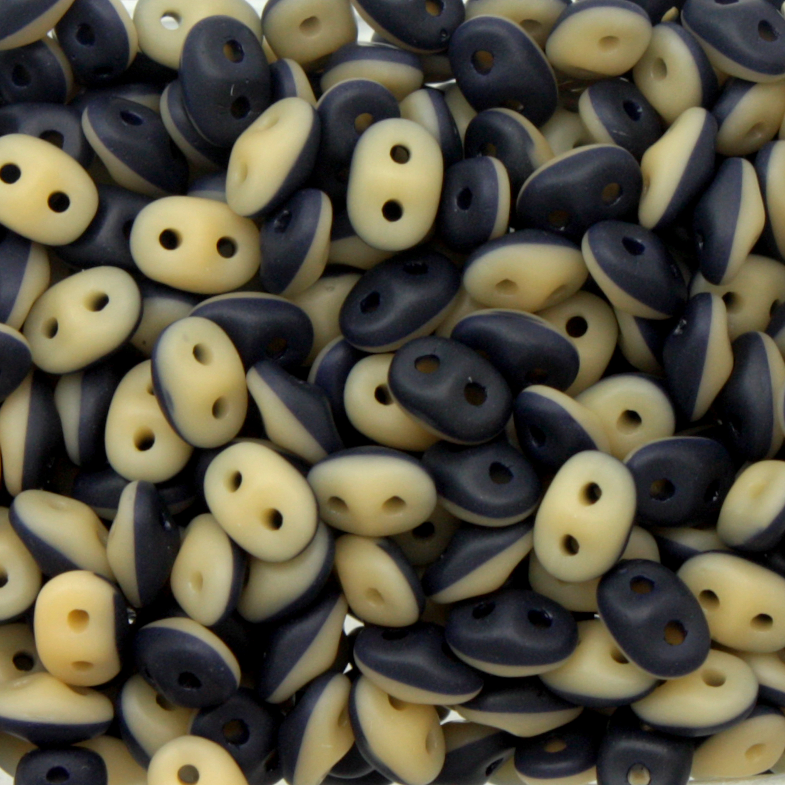 superduo duet seed beads 5x2,5mm - navy blue/matte ivory | 10gr