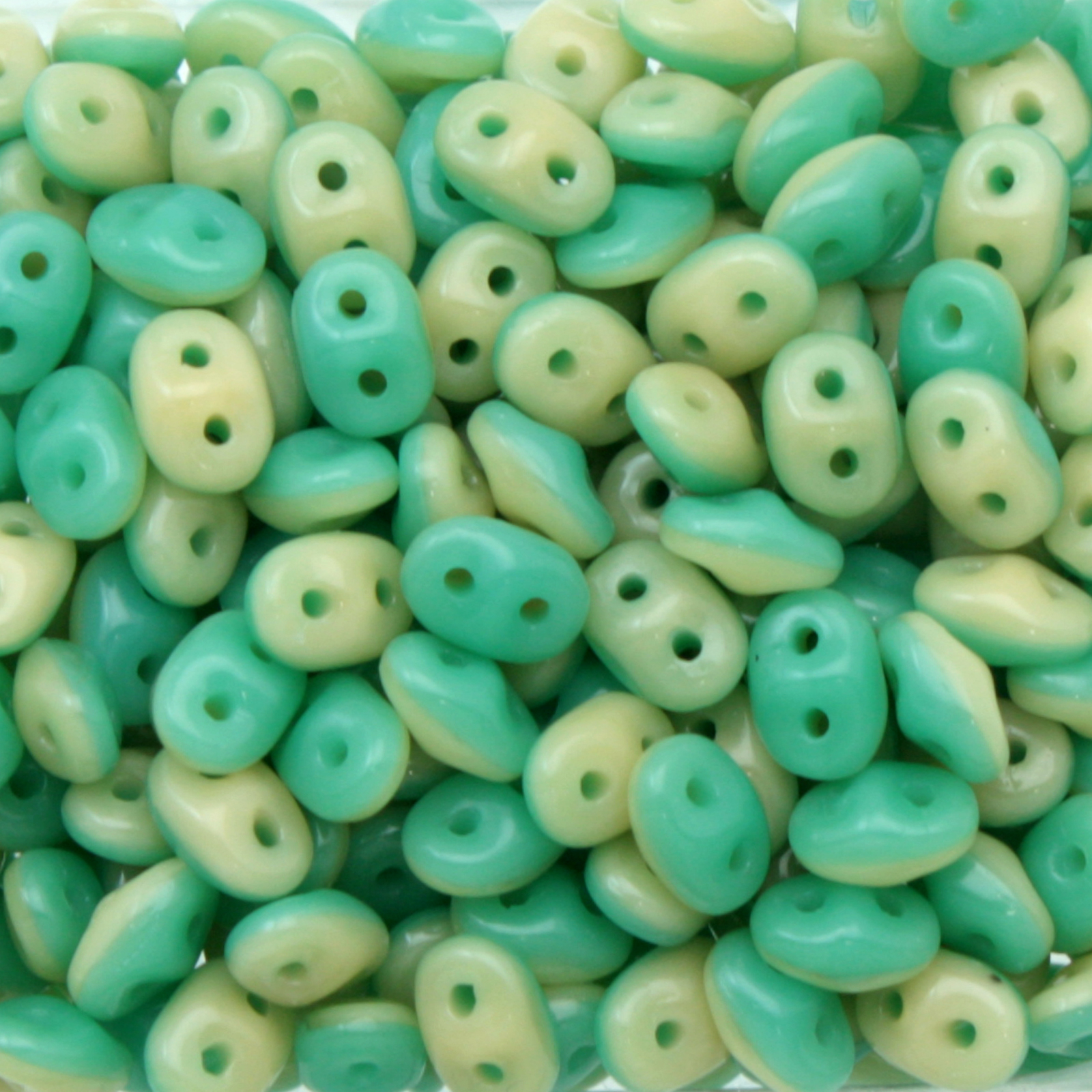superduo duet seed beads 5x2,5mm - turquoise/opaque ivory | 10gr