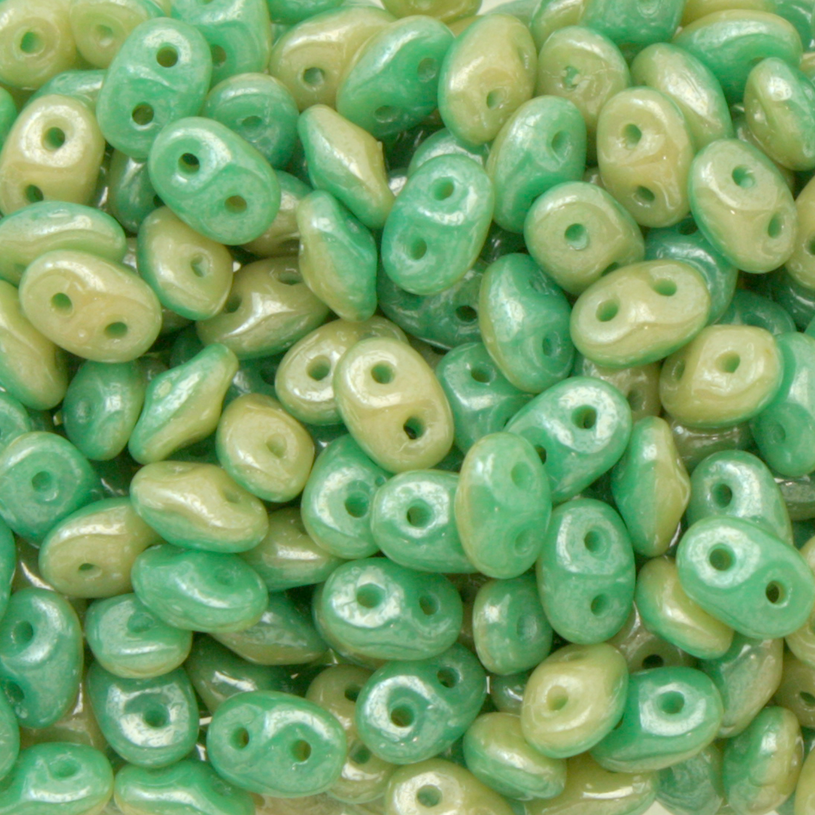 superduo duet seed beads 5x2,5mm - turquoise/luster ivory | 10gr