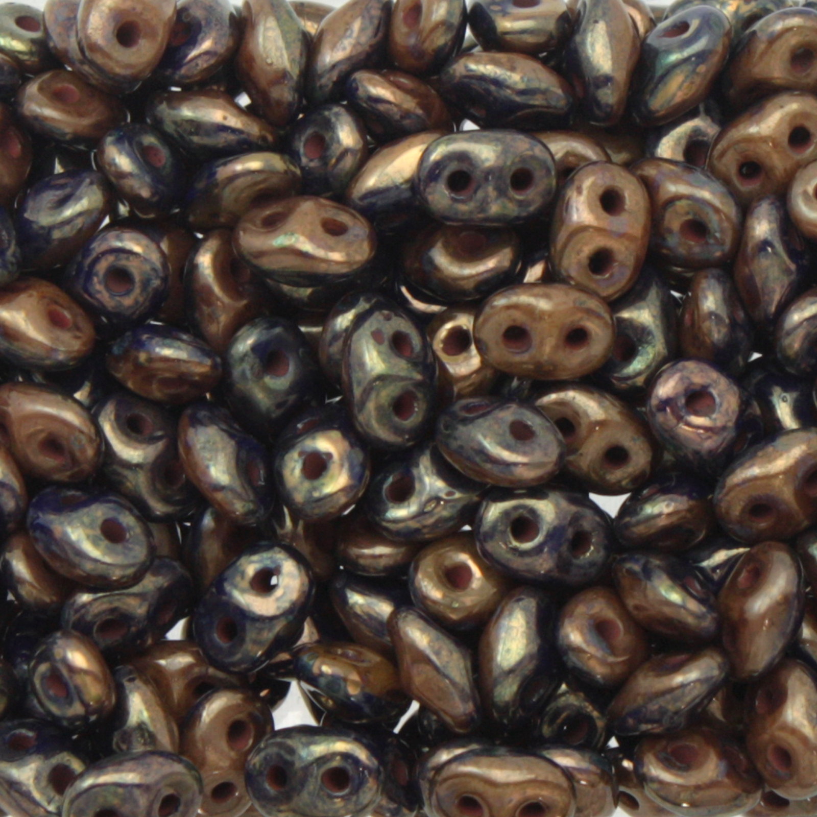 superduo perlen duet 5x2,5mm navy blue/luster ivory bronze | 10gr