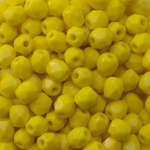 czech fire-polished round beads opaque yellow 4mm | 50pc