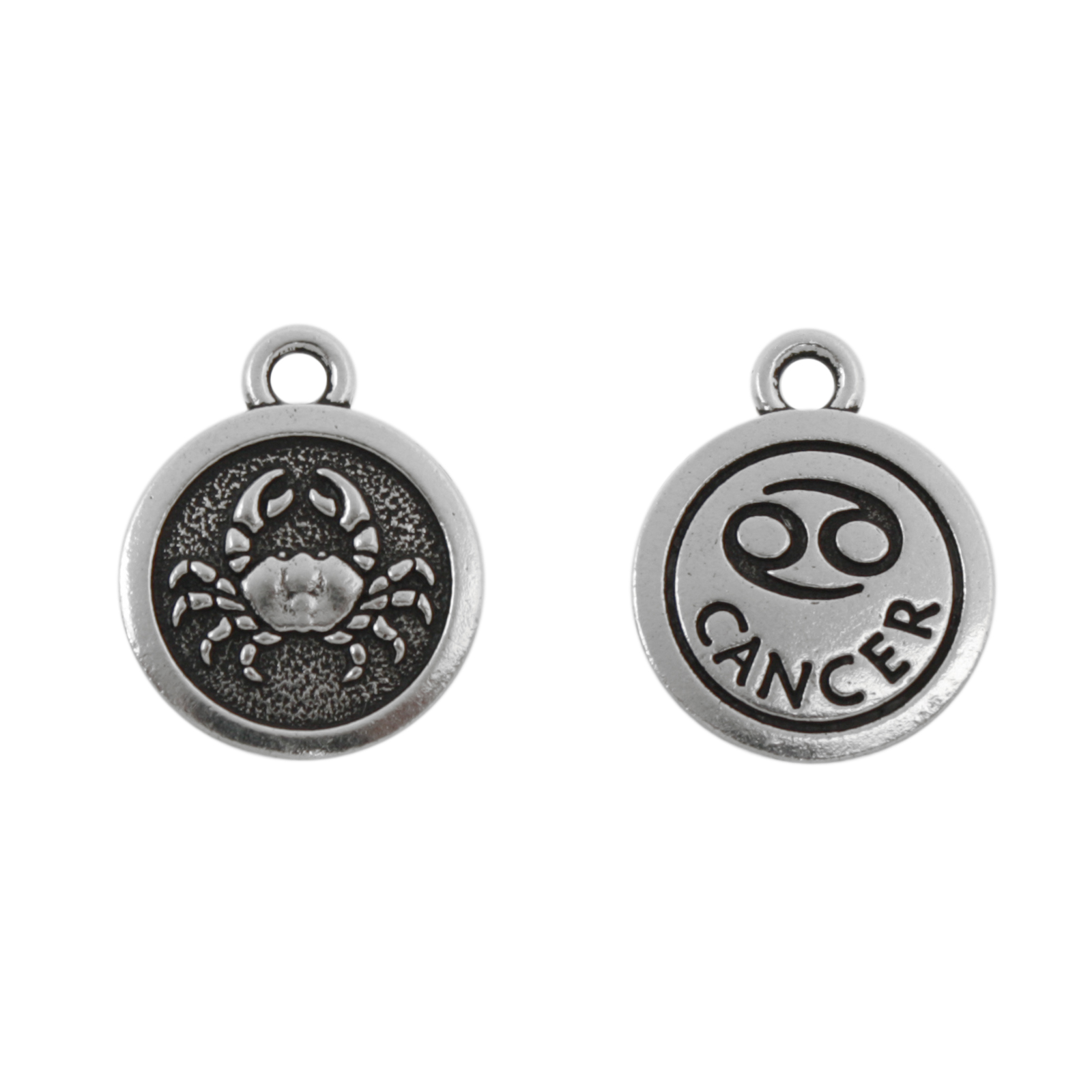 antique silver plated zodiac charm cancer 16mm | 1pc
