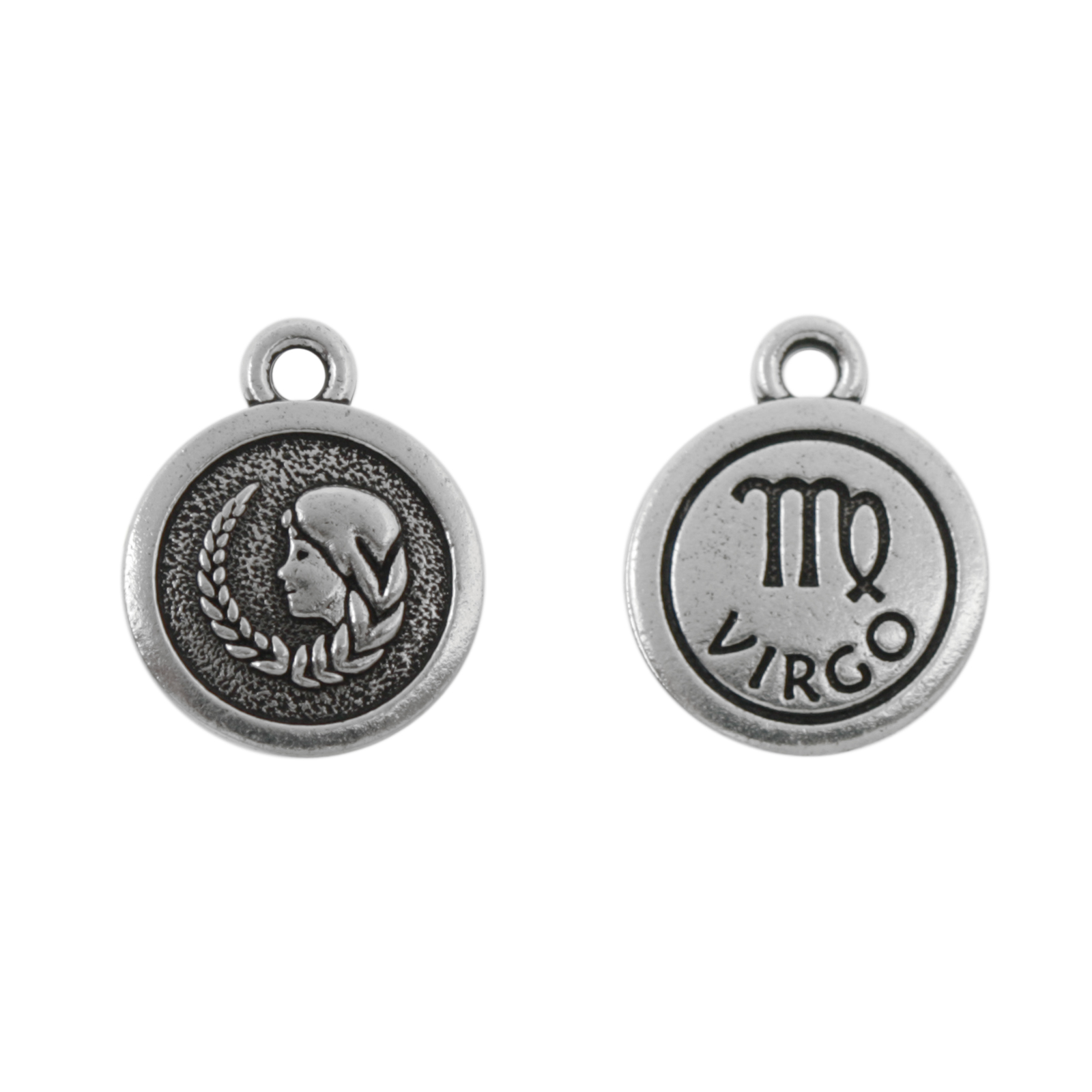 antique silver plated zodiac charm virgo 16mm | 1pc