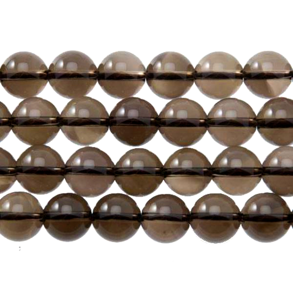 smoky quartz smooth round 10mm | 16-inch strand