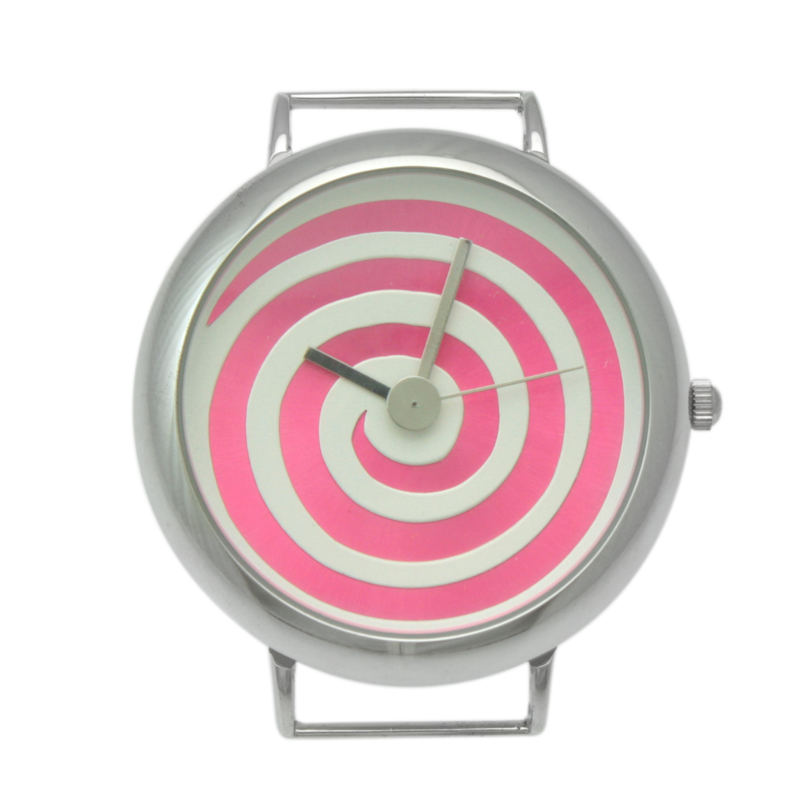 silver plated round watch face with fuchsia swirl | 1pc