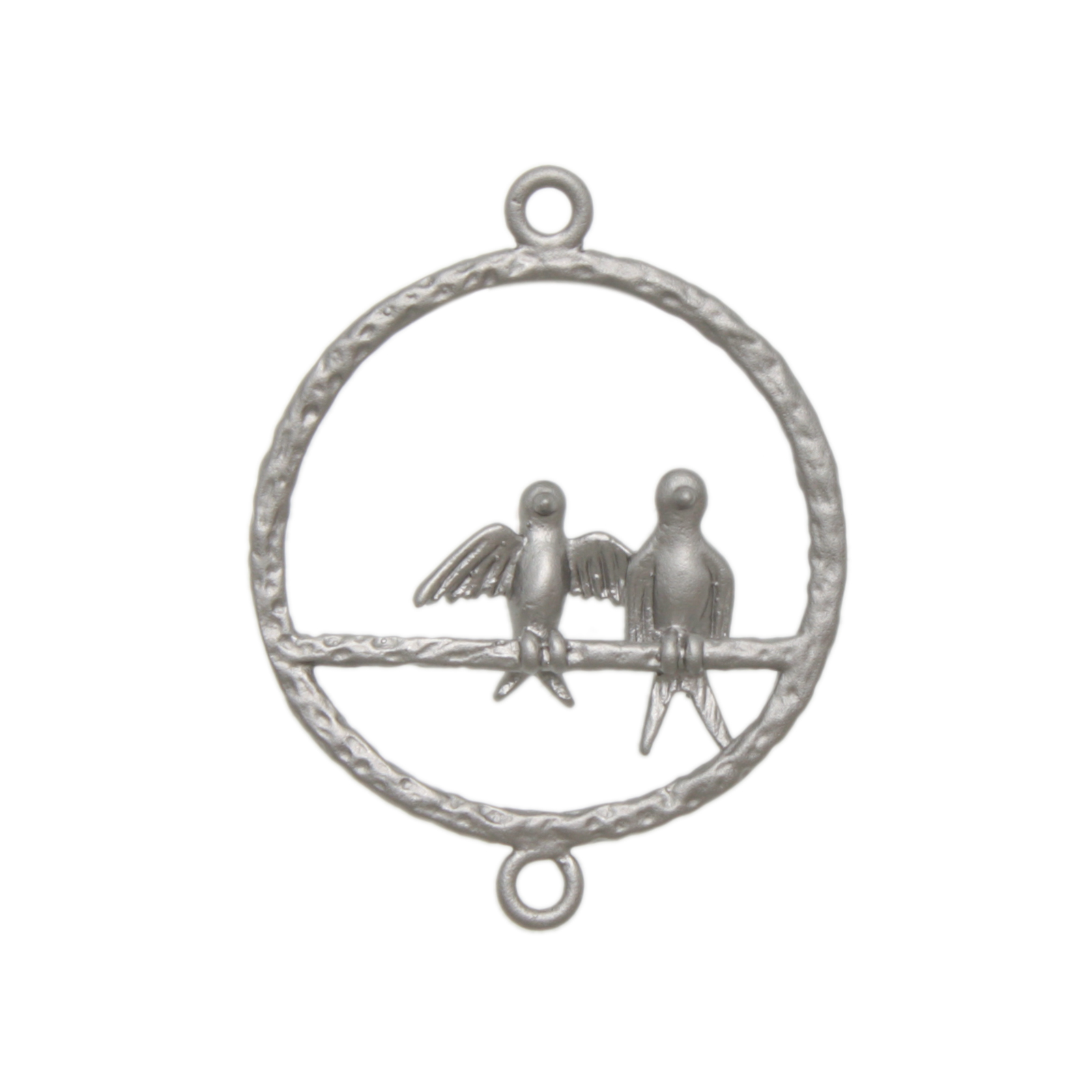 romance edition matte rhodium link ring with birds 28mm | 2pc