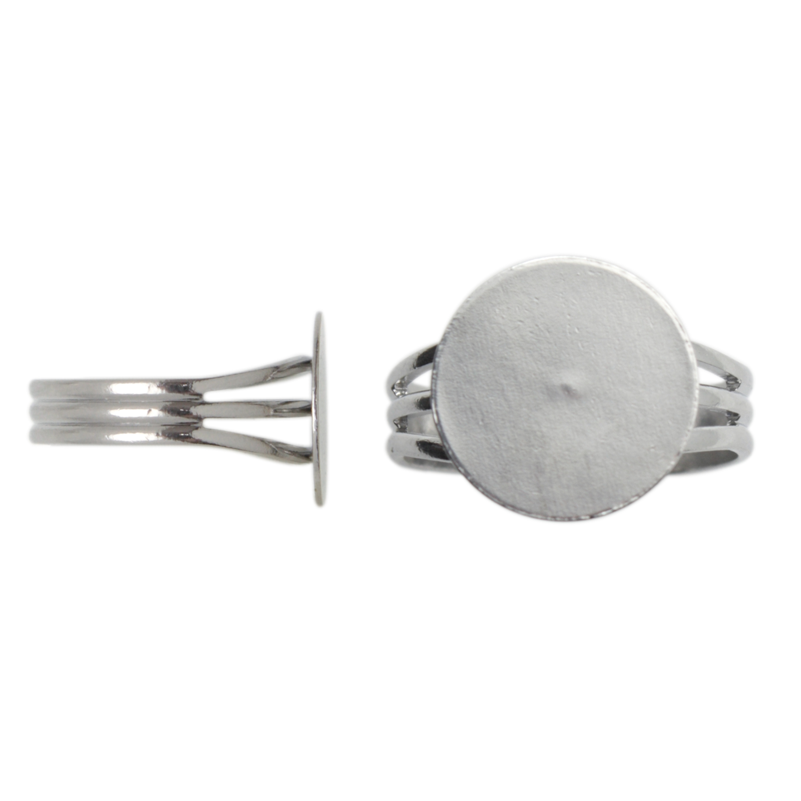 adjustable silver plated base ring with flat base 14mm | 2pc