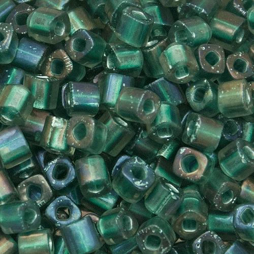 cube toho beads 4mm - inside color crystal/teal lined (270f) | 10gr